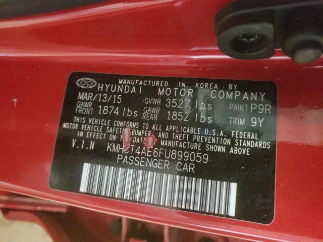 KMHCT4AE6FU899059 - 2015 HYUNDAI ACCENT GLS RED photo 10