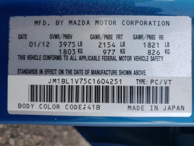 JM1BL1V75C1604251 - 2012 MAZDA 3 I BLUE photo 10