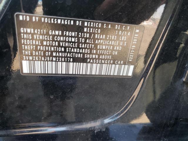 3VW2K7AJ5FM236178 - 2015 VOLKSWAGEN JETTA BASE 黑色 照片 10