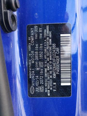 KMHTC6AEXFU224388 - 2015 HYUNDAI VELOSTER T BLUE photo 10