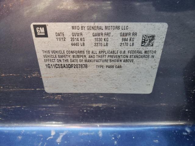 1G11C5SA3DF207878 - 2013 CHEVROLET MALIBU 1LT ლურჯი ფოტო 10