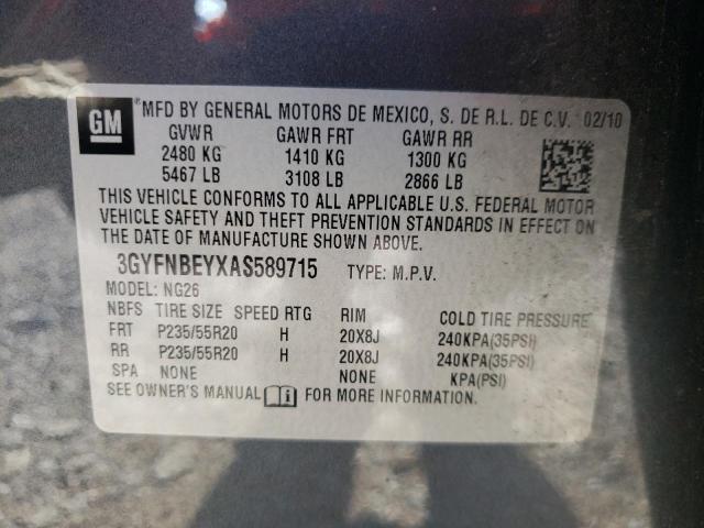 3GYFNBEYXAS589715 - 2010 CADILLAC SRX PERFOR 灰色 照片 10