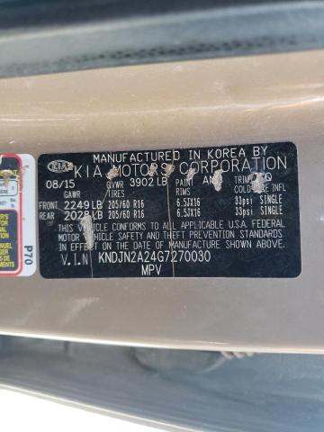 KNDJN2A24G7270030 - 2016 KIA SOUL TAN photo 10