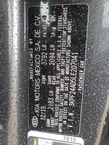 3KPF24AD5LE207041 - 2020 KIA FORTE FE GRAY photo 10