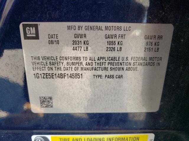 1G1ZE5E14BF145851 - 2011 CHEVROLET MALIBU LTZ ლურჯი ფოტო 10