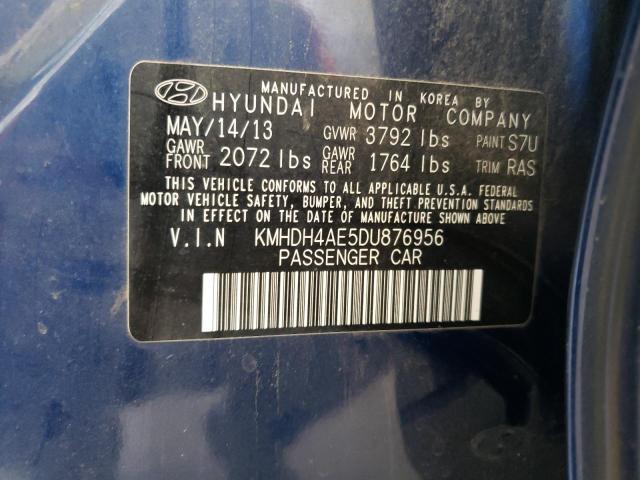 KMHDH4AE5DU876956 - 2013 HYUNDAI ELANTRA GL BLUE photo 10