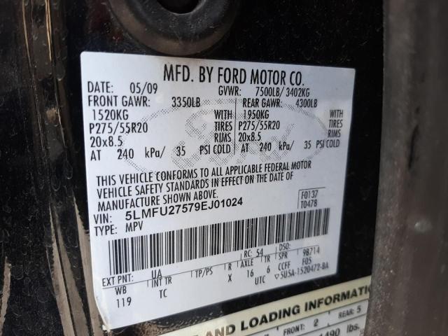 5LMFU27579EJ01024 - 2009 LINCOLN NAVIGATOR BLACK photo 10