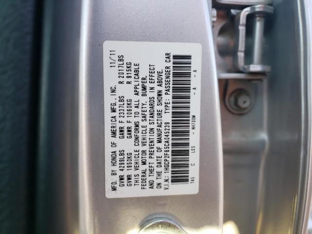 1HGCP2F65CA045239 - 2012 HONDA ACCORD SE SILVER photo 10