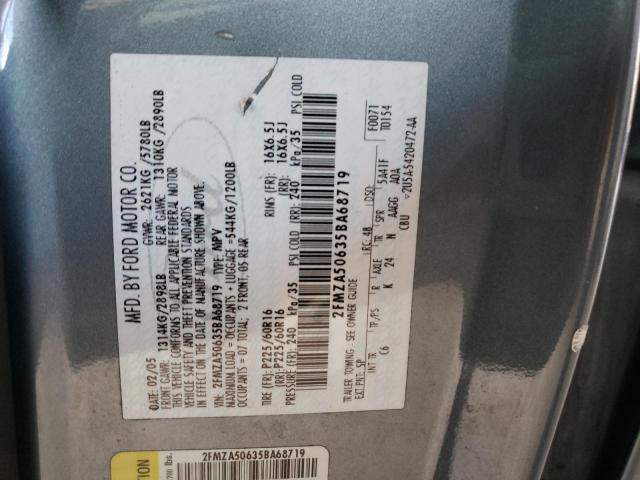 2FMZA50635BA68719 - 2005 FORD FREESTAR S BLUE photo 10