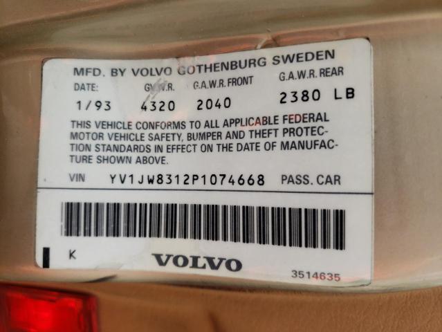 YV1JW8312P1074668 - 1993 VOLVO 940 TAN photo 10