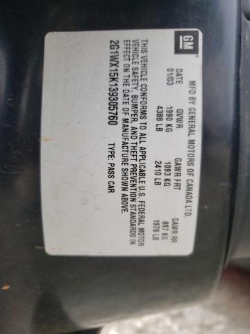 2G1WX15K139305760 - 2003 CHEVROLET MONTE CARL შავი ფოტო 10