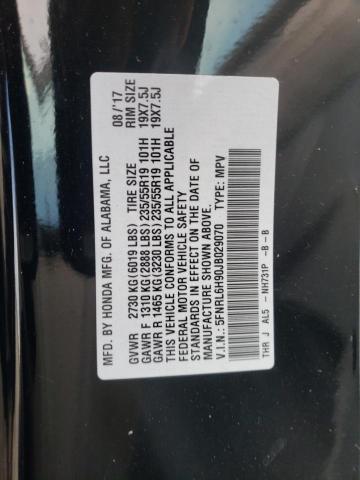 5FNRL6H90JB029070 - 2018 HONDA ODYSSEY EL BLACK photo 10