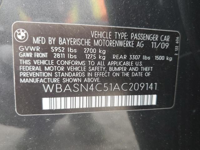 WBASN4C51AC209141 - 2010 BMW 550 GT CHARCOAL photo 10