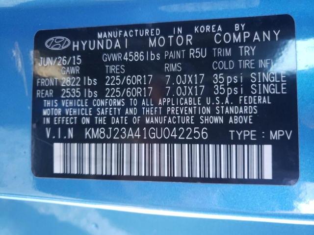 KM8J23A41GU042256 - 2016 HYUNDAI TUCSON SE BLUE photo 10