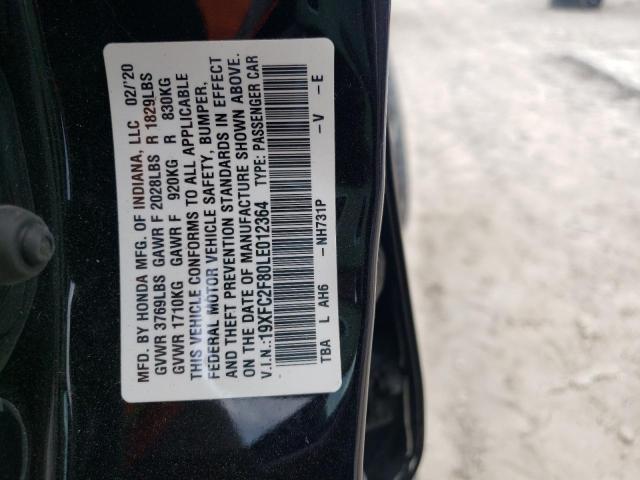 19XFC2F80LE012364 - 2020 HONDA CIVIC SPOR 黑色 照片 10
