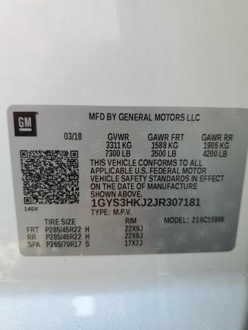 1GYS3HKJ2JR307181 - 2018 CADILLAC ESCALADE E WHITE photo 10