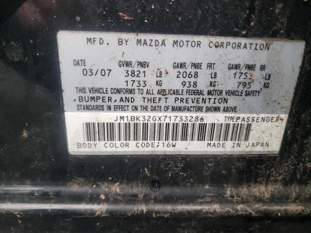 JM1BK32GX71733286 - 2007 MAZDA 3 I BLACK photo 10