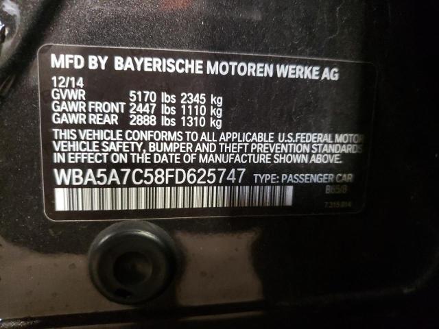 WBA5A7C58FD625747 - 2015 BMW 528 XI GRAY photo 10