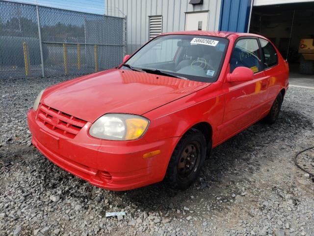 KMHCG35G83U238106 - 2003 HYUNDAI ACCENT BAS RED photo 2