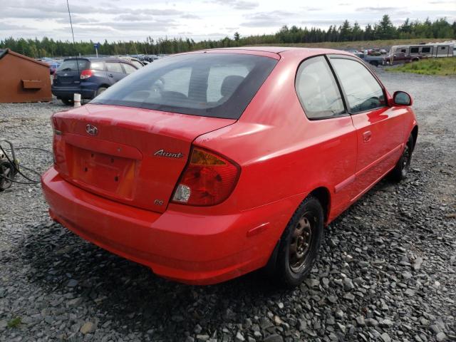 KMHCG35G83U238106 - 2003 HYUNDAI ACCENT BAS RED photo 4