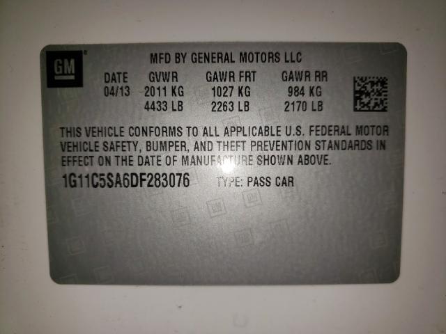 1G11C5SA6DF283076 - 2013 CHEVROLET MALIBU 1LT 银色 照片 10