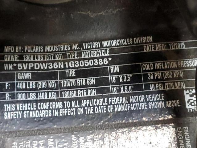 5VPDW36N1G3050386 - 2016 VICTORY MOTORCYCLES CROSS COUN Gri fotoğraf 10