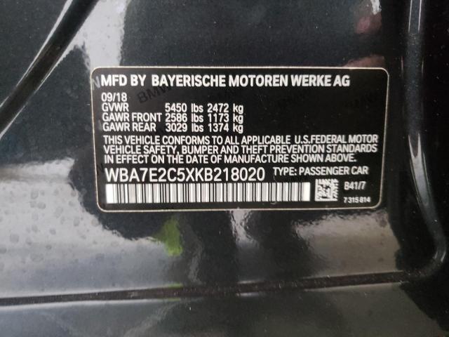 WBA7E2C5XKB218020 - 2019 BMW 740 I CHARCOAL photo 10