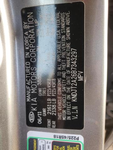 KNDJT2A26B7343297 - 2011 KIA SOUL +/!/S GRAY photo 10