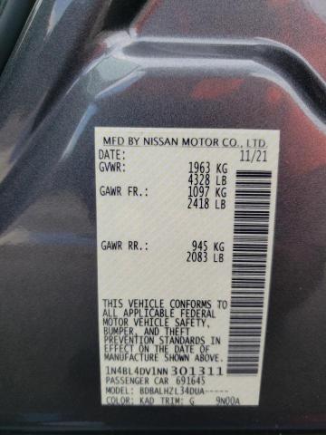 1N4BL4DV1NN301311 - 2022 NISSAN ALTIMA SV GRAY photo 10