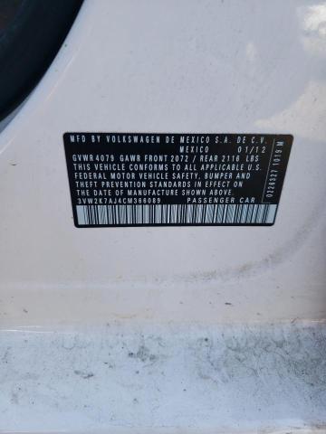 3VW2K7AJ4CM366089 - 2012 VOLKSWAGEN JETTA BASE WHITE photo 10