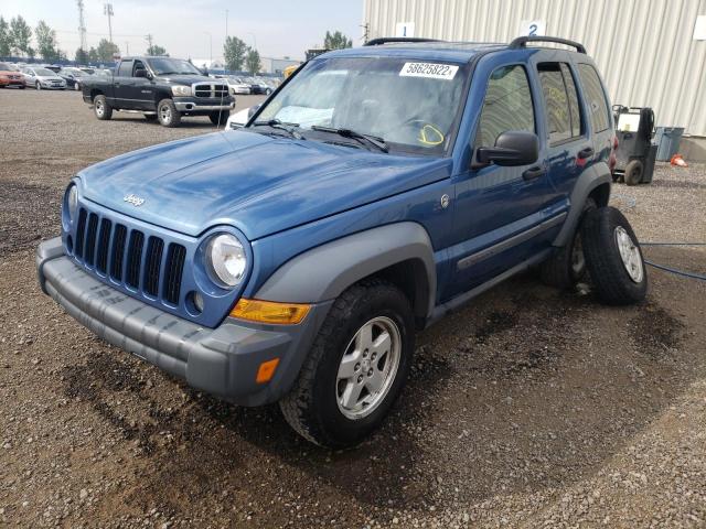 1J4GL48K15W705133 - 2005 JEEP LIBERTY SP BLUE photo 2