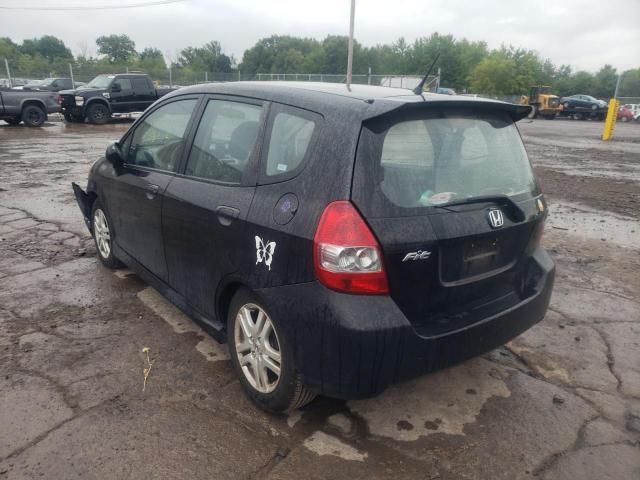 JHMGD38657S017502 - 2007 HONDA FIT S BLACK photo 3