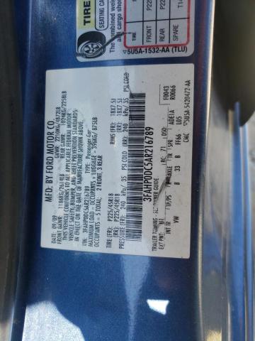 3FAHP0DC5AR216789 - 2010 FORD FUSION SPO BLUE photo 10