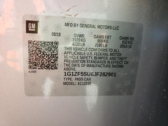 1G1ZF5SU6JF282901 - 2018 CHEVROLET MALIBU HYB SILVER photo 10