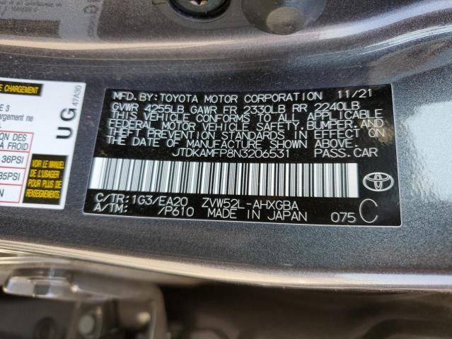 JTDKAMFP8N3206531 - 2022 TOYOTA PRIUS PRIM 石墨色 照片 10