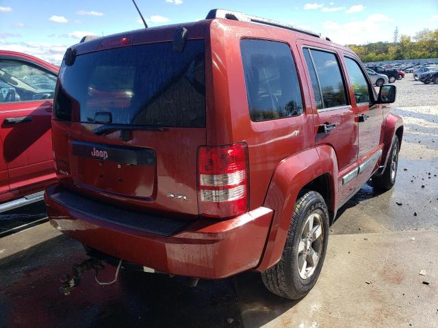 1J8GN28K88W152238 - 2008 JEEP LIBERTY SP BURGUNDY photo 4