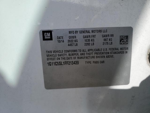 1G11C5SL1FF213439 - 2015 CHEVROLET MALIBU 1LT 白色 照片 10