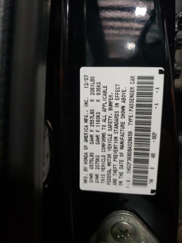 1HGCP36808A028458 - 2008 HONDA ACCORD EXL BLACK photo 10