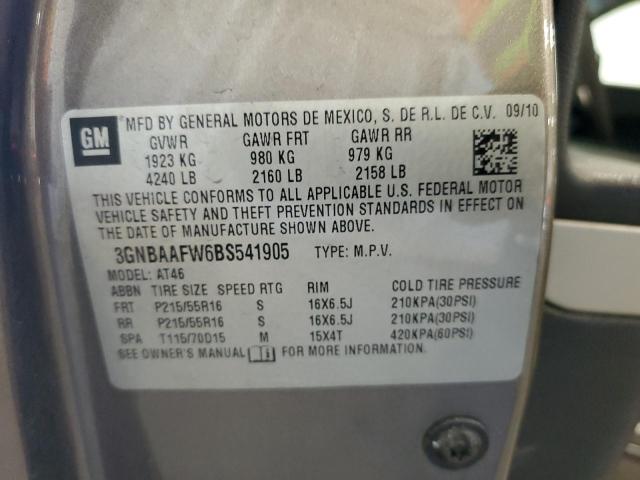 3GNBAAFW6BS541905 - 2011 CHEVROLET HHR LS GRAY photo 10