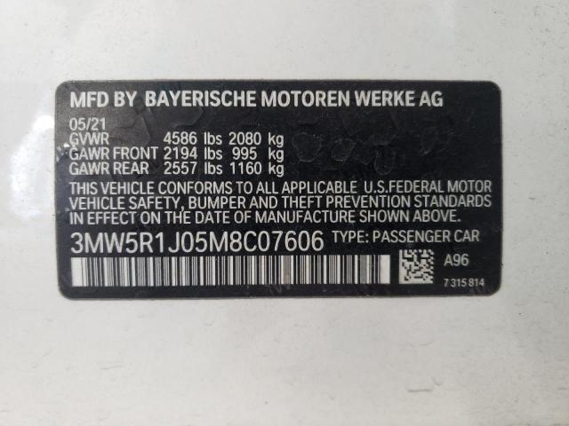 3MW5R1J05M8C07606 - 2021 BMW 330I  photo 10