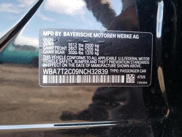 WBA7T2C09NCH32839 - 2022 BMW 740 I BLACK photo 10