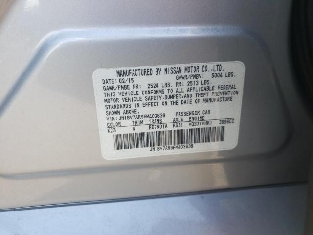 JN1BV7AR9FM403639 - 2015 INFINITI Q50 BASE SILVER photo 10