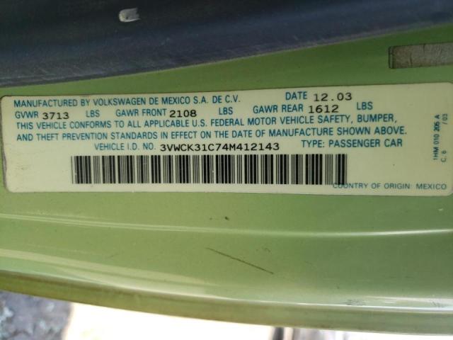 3VWCK31C74M412143 - 2004 VOLKSWAGEN NEW BEETLE 绿色 照片 10