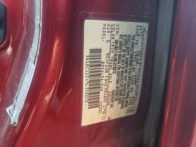 3N1BC11E49L372072 - 2009 NISSAN VERSA S RED photo 10