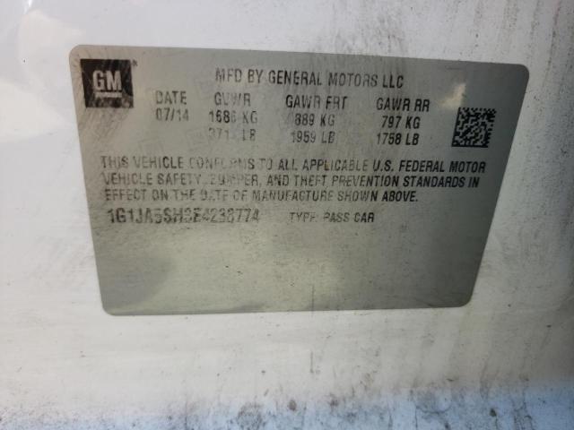 1G1JA5SH3E4238774 - 2014 CHEVROLET SONIC LS WHITE photo 10