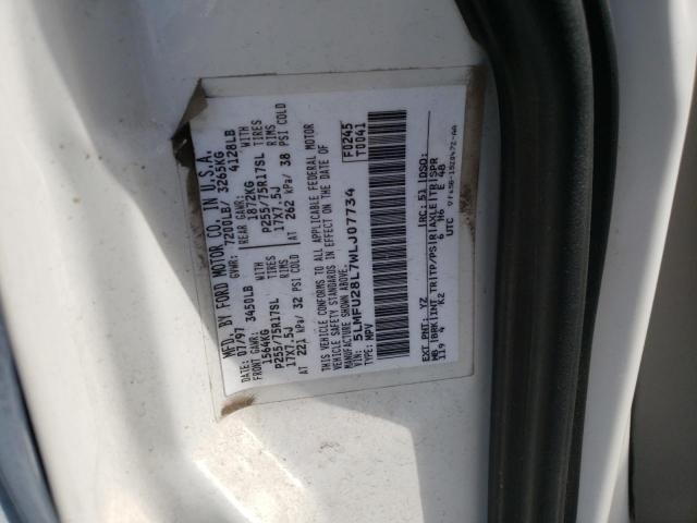 5LMFU28L7WLJ07734 - 1998 LINCOLN NAVIGATOR თეთრი ფოტო 10