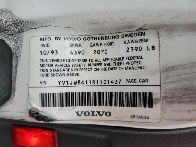 YV1JW8611R1101437 - 1994 VOLVO 940 WHITE photo 10