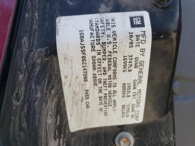 1G8AJ55F86Z147208 - 2006 SATURN ION LEVEL MAROON photo 10