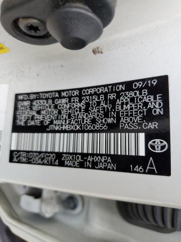 JTNKHMBX0K1060856 - 2019 TOYOTA C-HR XLE WHITE photo 10