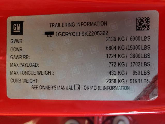 1GCRYCEF9KZ205362 - 2019 CHEVROLET SILVRDO LS RED photo 10